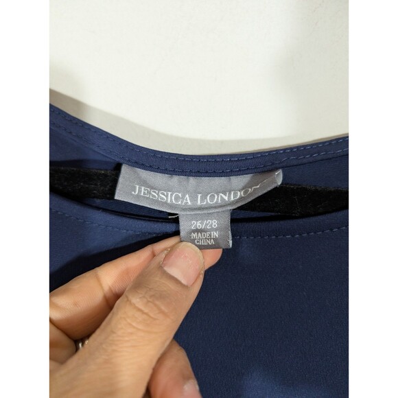 Jessica London Womens Sleeveless Flowy Top Navy Plus 26/28 Mature Lagenlook - Picture 3 of 5